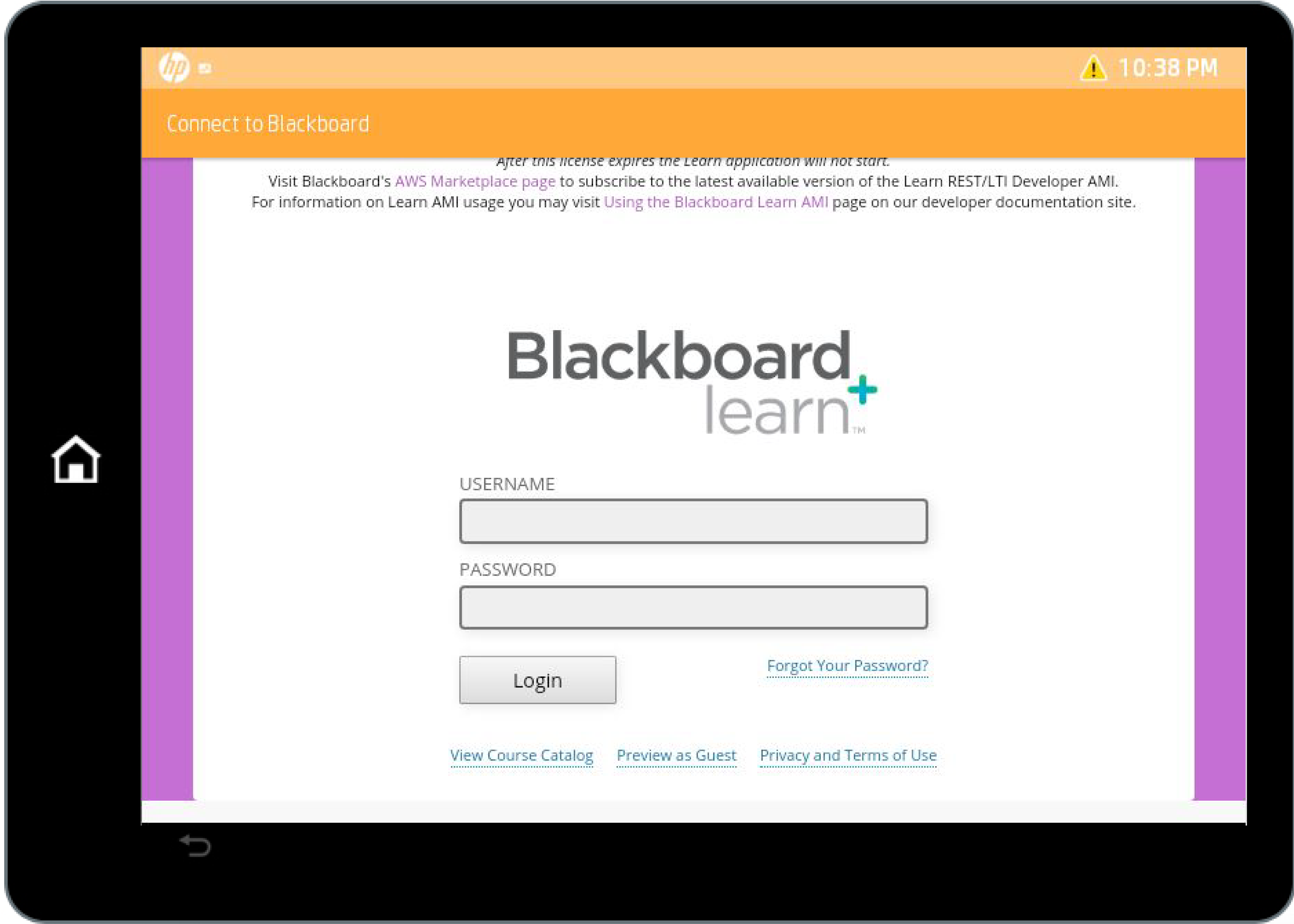 Connect To Blackboard Screenshot Connect To Blackboard Screenshot